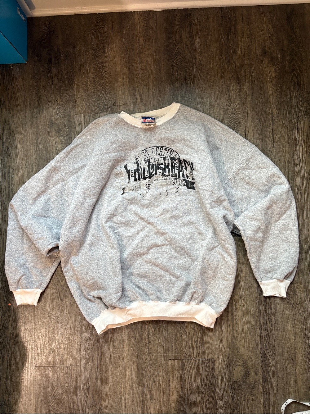 Vintage 90s Hanes Gray Crewneck Sweatshirt | Contrast Trim
